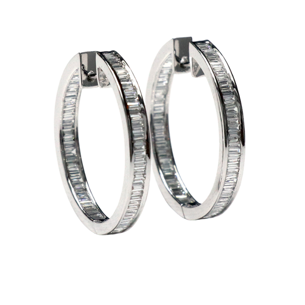 Baguette Diamond Hoops