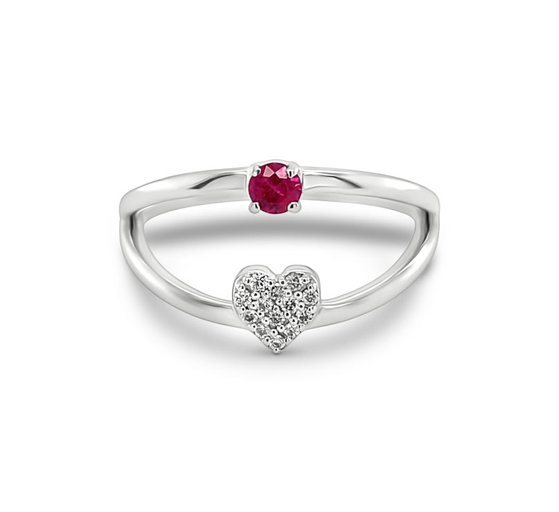 Ruby Heart Split Ring